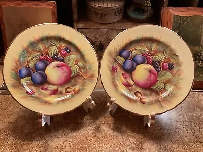 Buy Aynsley England Orchard Gold Fruits Signed By D. Jones Salad Plate 9” (set Of 2) • 96.51£