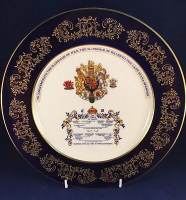 Buy Aynsley Bone China Marriage ~ Prince Charles & Lady Diana Family Tree Plate 27cm • 14.99£