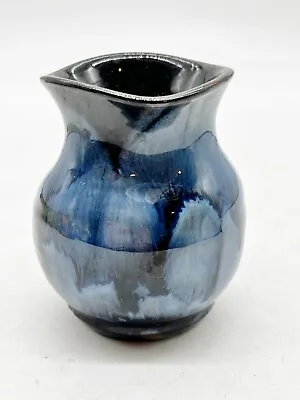 Buy Vintage Welsh Studio Pottery Pottery Vase Blue Glaze Abstract Design • 22.99£