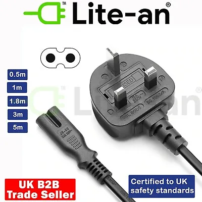 Buy Figure Of 8 Mains Cable / Power UK Lead Plug Cord C7 Fig 8 IEC C7 Power Cord • 9.99£