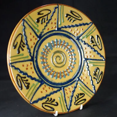 Buy Slipware Plate Artisan Pottery Wall Hanging Handmade Glazed Vintage 20thC Retro • 35£