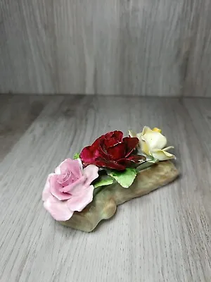 Buy Vintage Adderley Floral Bone China England Roses Flowers On A Log Figurine • 7£