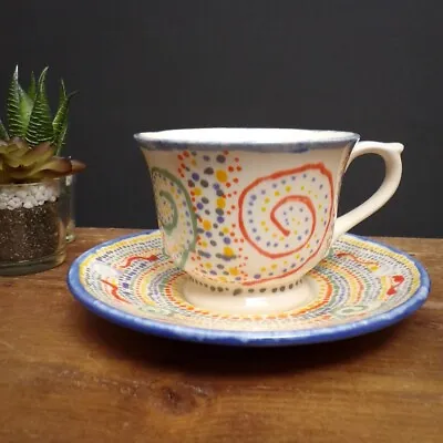 Buy Emma Bridgewater Pottery Cafe Cup And Saucer Hand Painted Colourful Dots Used • 12£