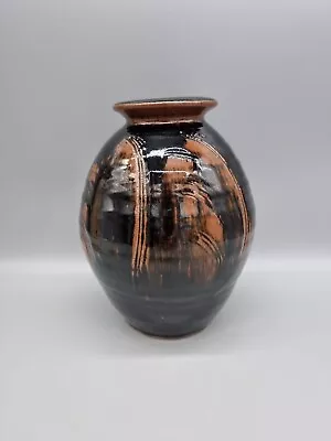 Buy A Studio Pottery, Tenmoku Glazed Stoneware Jar / Vase, Unmarked. • 45£