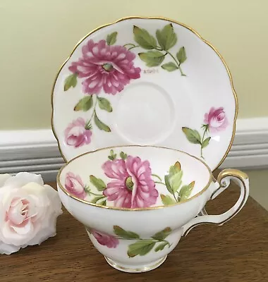 Buy Pink Floral Teacup & Saucer E.B. Foley English Bone China C1948 Signed A. Taylor • 55.89£
