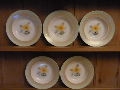 Buy Tams Ware Hand Painted Set Of 5 Soup Plates, 9 3/4 , Art Deco • 14£