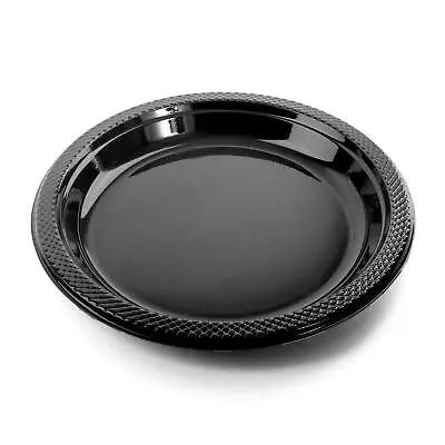 Buy Pack Of 25 Black 10  Plastic Plates Summer Party Tableware Picnic Bbq Buffet • 8.99£