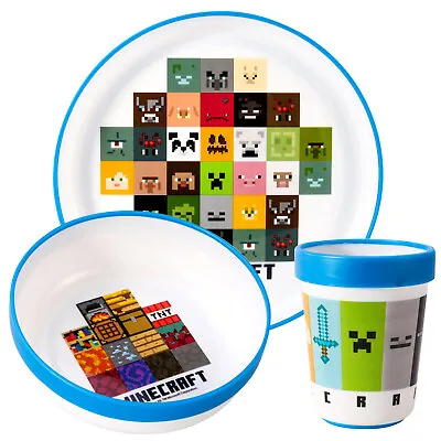Buy Minecraft 3pcs Bicolor Kids Dinner Tableware Set Plate, Bowl & Tumbler • 12.99£