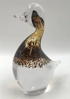 Buy Wedgwood Duck Art Glass Paperweight Figurine Brown Clear Vintage T2160 C3374 • 12.99£