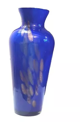 Buy Stunning Vintage Cobalt Blue And Gold Vintage Glass Vase • 14£