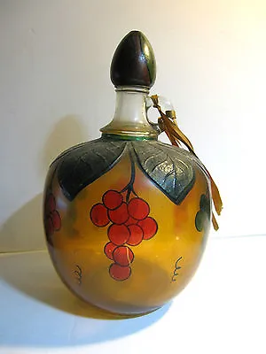 Buy Antique Martinelli Apple Cider Glass Bottle Jug Hand Painted & Signed Wood Lid • 176.14£