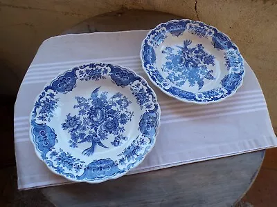 Buy 2 Plates Ridgway Windsor - Staffordshire England Blue Flower Birds (38) • 10.28£