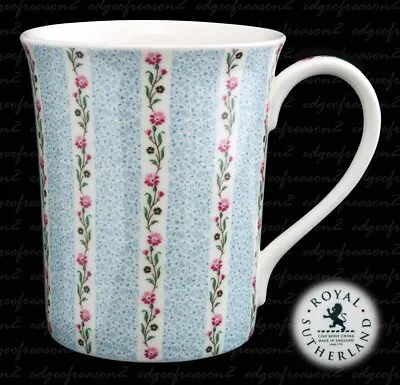 Buy Royal Sutherland Fine Bone China Mug Flowers Blue Stripe By Hudson Middleton • 4.99£