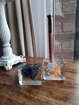 Buy Isle Of Wight Glass Vintage Candle / Pen Holder X 2 • 12£