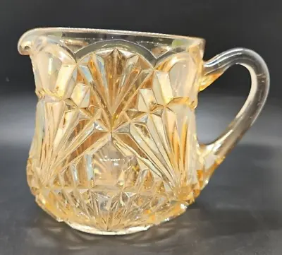 Buy Vintage Retro Marigold Carnival Glass Jug Pitcher Double Fan Rindskopf? 1 Pint • 10.49£