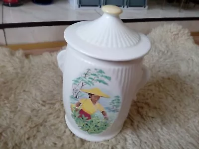 Buy Vintage SylvaC Ware Decorative Ceramic Tea Caddy Storage Pot Vase Lady Farmer • 6.90£
