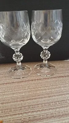 Buy Set Of 2 Vintage Bohemia Crystal Bristol – Bristol Crystal Wine Glasses 6.5” H • 30£