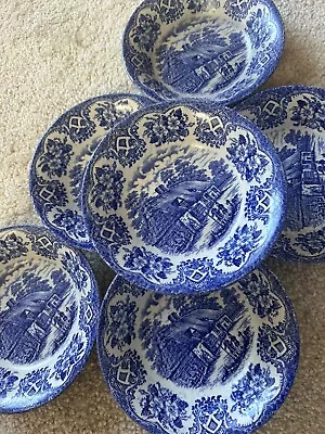 Buy 6 X English Ironstone Tableware Old Willow Blue & White Dinner Plates • 10£