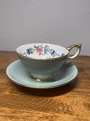 Buy Vintage Ansley Bone China 30 Aqua Tea Cup & Saucer Set 1775 England • 109.24£