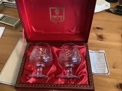 Buy Edinburgh Crystal Brandy Glasses In Presentation Box New Never Used • 15£