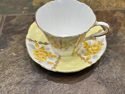 Buy Royal Standard Margaret Rose Yellow Tea Cup & Saucer Set Fine Bone China • 24.11£