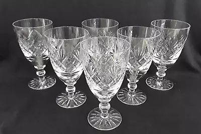 Buy 6 Webb Corbett Crystal Cut Glass Wine Glasses - Tutbury Castle - 6 Oz • 41£