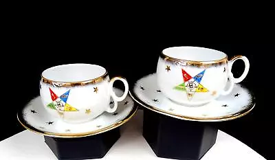 Buy Sterling Porcelain 2 Masons Order Of The Eastern Star 2 1/8  Cup & Saucer 1945- • 55.47£