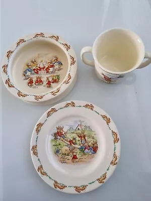 Buy Vintage Royal Doulton Bunnykins 3 Piece Set Plate Bowl And Mug Bone China • 17.99£