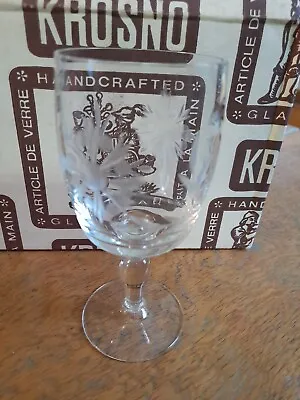 Buy Set Of Six KROSNO Beautifully Engraved Etched Small Crystal Wine Glasses. • 9£