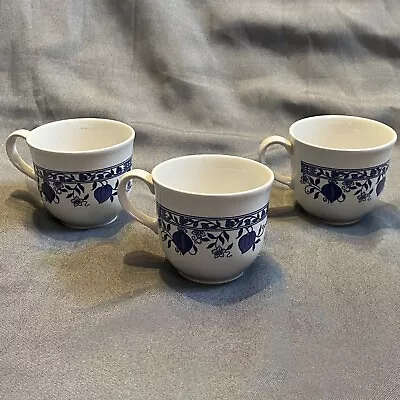 Buy 3 Vintage Staffordshire Tableware Teacups With Blue Floral Vine Pattern  • 6.39£