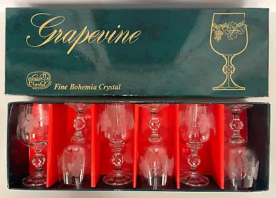 Buy Bohemia Crystal Grapevine 6 X Goblet Set 230ml Wine Glasses Boxed T2080 Bulk K • 24.99£