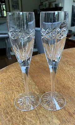 Buy A Pair Of Waterford Crystal Dolmen Champagne Flutes In Excellent Condition • 45.91£