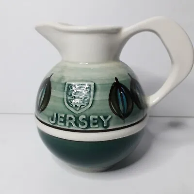 Buy Jersey Pottery Green Hand Painted Jug • 8.40£