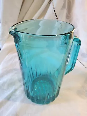 Buy Vintage 1950s Turquoise Pressed Glass Jug 7inches Tall Great Condition  • 19£