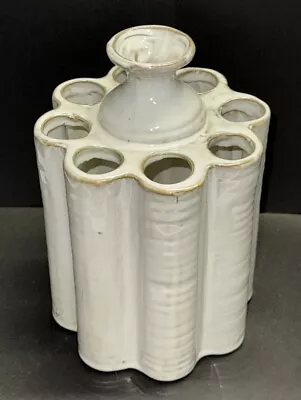 Buy Decorative Flower Frog Multi Hole Vase Art Pottery With Thick White Glaze 8”Tx5” • 25.04£