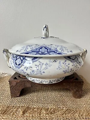 Buy French Vintage Blue And White Transferware Soupiere Tureen • 25£