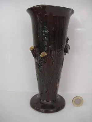 Buy Longpark Pottery Torquay Devon Ware Rustic Bark Style Design Treacle Glaze Vase • 34.99£
