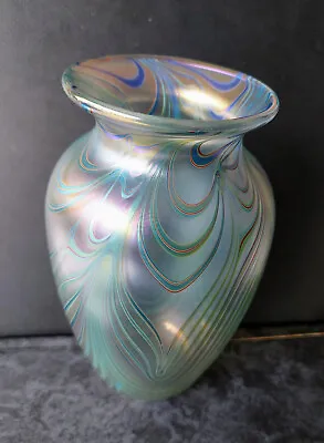Buy Okra Iredescent Vase 1989 Hight 6 & Half Inch-- Width 4  • 79£