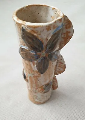 Buy British Studio Pottery Vase With 3D Flowers By Jean Ahmed Of Canterbury Kent • 18.99£