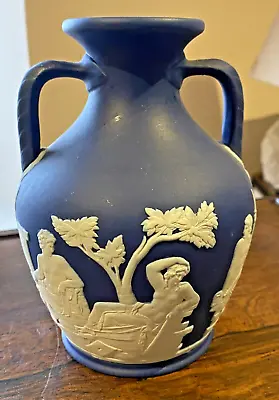 Buy Antique Rare  Wedgwood Dark Blue Dip Jasperware 7.25  Portland Vase Rare NICE! • 41£