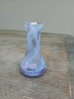 Buy Caithness Crystal Glass Small Handmade Blue White Swirls Bud Vase Decorative  • 6.99£