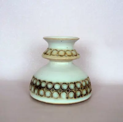 Buy Jersey Pottery Stoneware Vase. Vintage. Impressed Circles & Dots. Cream, 10cm • 9.50£