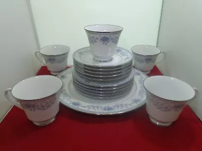 Buy 16 P NORITAKE Blue Hill 2482 Floral Garden Fine China Vintage Rare Trio Tea Set • 54£