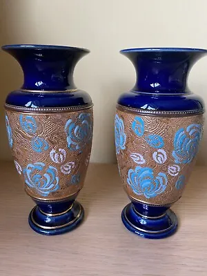 Buy 2 X Antique Royal Doulton Lambeth Slaters Patent Vases • 56£