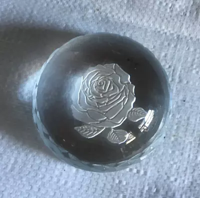 Buy Paperweight Clear Glass/crystal Inbosed Rose • 2.50£