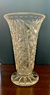 Buy Vintage Bohemian Crystal Cut Glass Footed Bud Trumpet Vase 17cm High • 0.99£