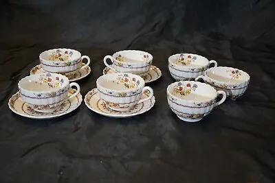 Buy COPELAND SPODE COWSLIP 4 SETS Of TEA CUPS & SAUCERS 3 CUPS EX BROWN MARK FLOWERS • 33.12£