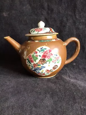Buy Yongzheng 18th C Famille Rose Cockerels Teapot With Cafe Au Lait Glaze • 355£