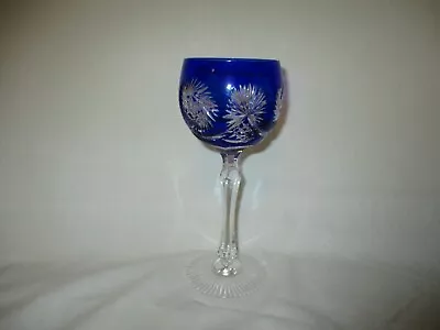 Buy Vintage Czech Bohemian Cobalt Blue Cut To Clear Crystal Wine Glass • 19.17£