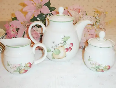 Buy Marks & Spencer Ashberry Teapot Sugar Bowl & Cream Jug Set 🌷Vintage 80s M&S 🌷 • 14.99£